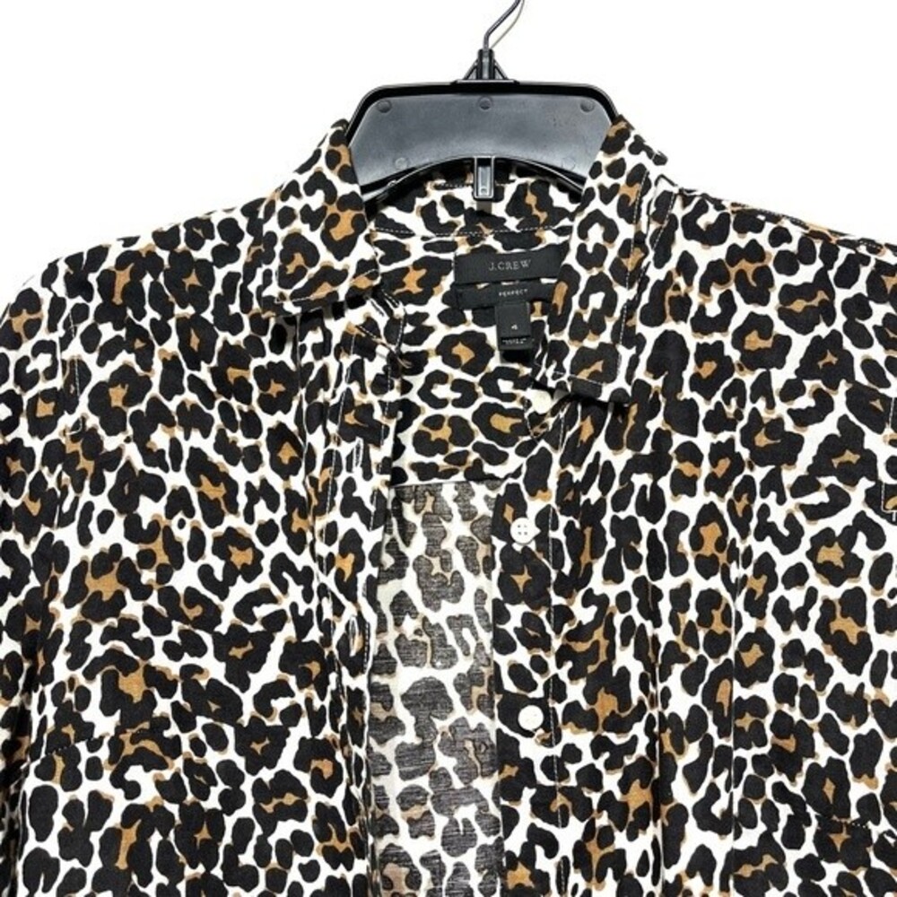 J. Crew Slim Perfect Shirt in Leopard Print 4 - Picture 4 of 11